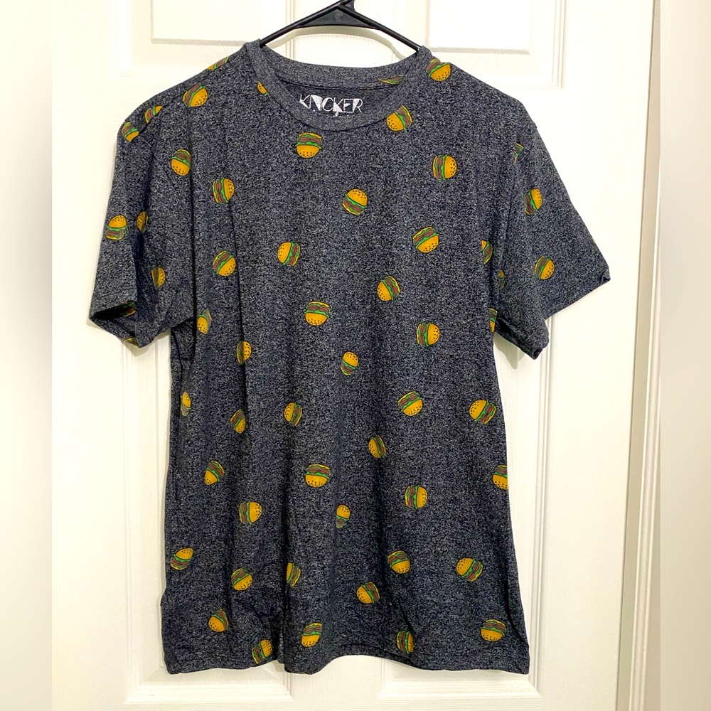 Knicker bocker, men’s short sleeve T-shirt, size medium hamburger design